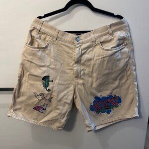 Pas de Mer Italia Men's Graphic Shorts Size 34 Tan / Khaki Color Hipster